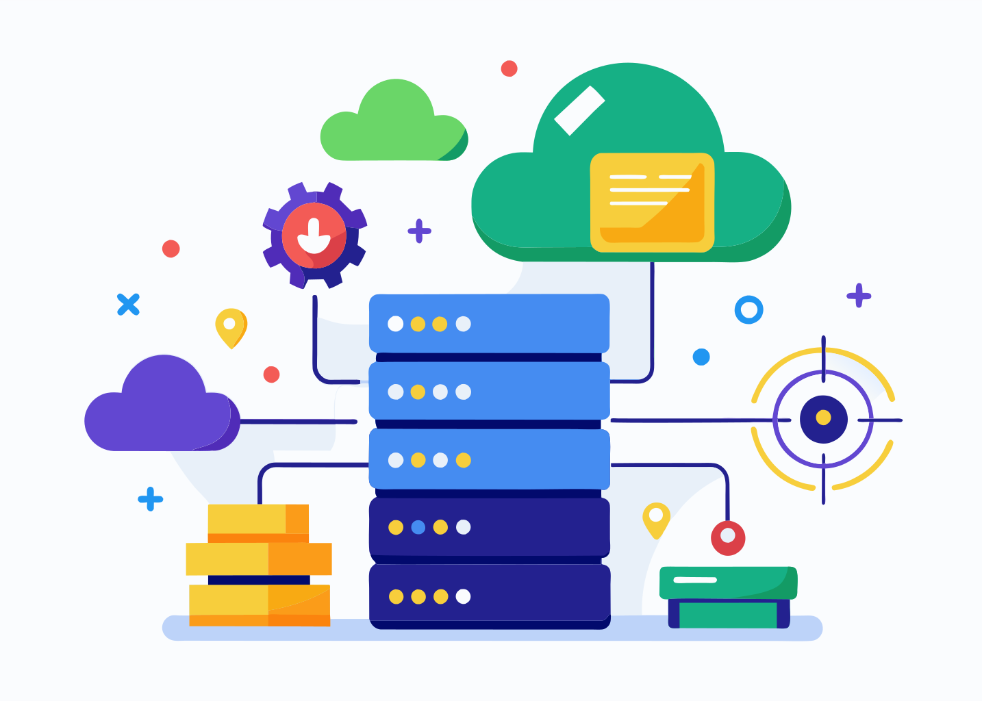 Data Stack With Cloud, Cloud system storage file download database ...