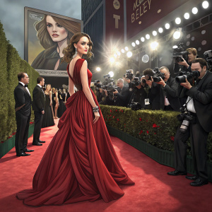 Keira Knightley at the annual Met Gala, surrounded by paparazzi and celebrities.