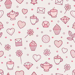 valentine day minimalist doodles for seamless pattern tile, light background