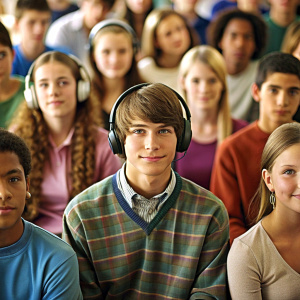 teenagers listening to lectures in high school