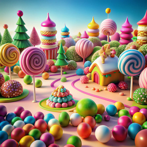 colorful candy land. Generative Ai on white background
