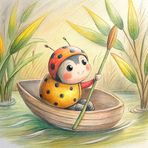 little ladybug climbing a plant