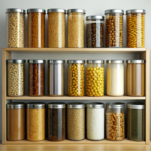 cans of cereals on the shelf