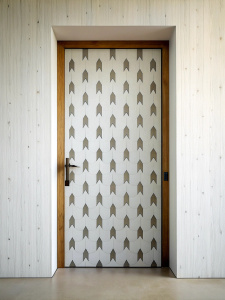 minimalist door with a horse pattern