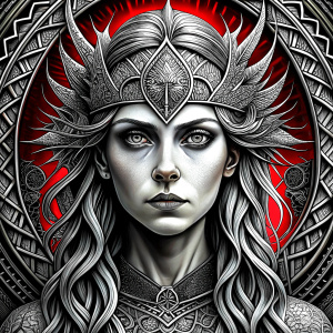 Hel – nordic godness - perfect realistic art - high definition - grey and black tattoo design - white background 