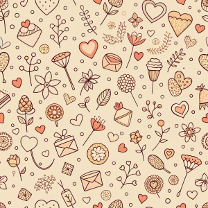 valentine day minimalist doodles for seamless pattern tile, light background