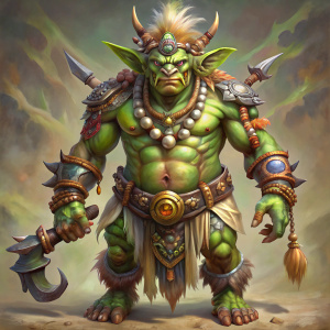 oil painting full body concept art character design of orc shaman by greg rutkovsky,detailed,intricate