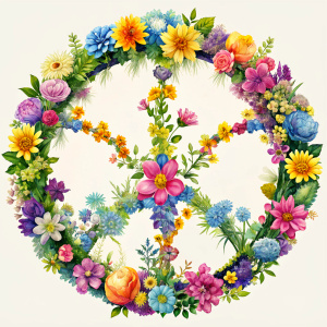 peace sign covered with flowers