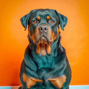 PERRO ROTTWEILER ADULTO MACHO MUY FUERTE, HIPER DEFINIDO, FONDO BLANCO