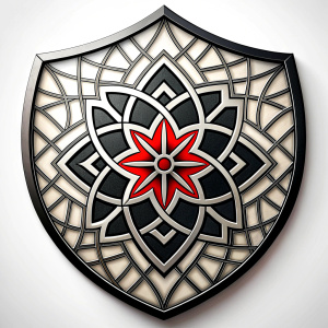 nordic shields geometric symbols -  tattoo design - perfect realistic art - high-definition - grey and black - white background 