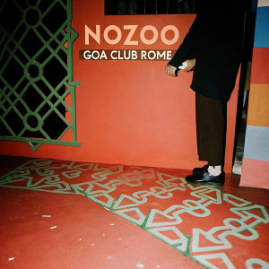 An event flyer for Nozoo at Goa Club Rome. Featuring abstract design with bright colors and geometric shapes. Celebrating closing night with various artists.