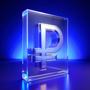 rubl sign monochrome glass computing technology sign or symbol 3D rendering