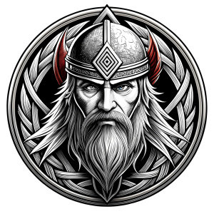 walhalla, viking warrior,  runics face, black work, white backrounds