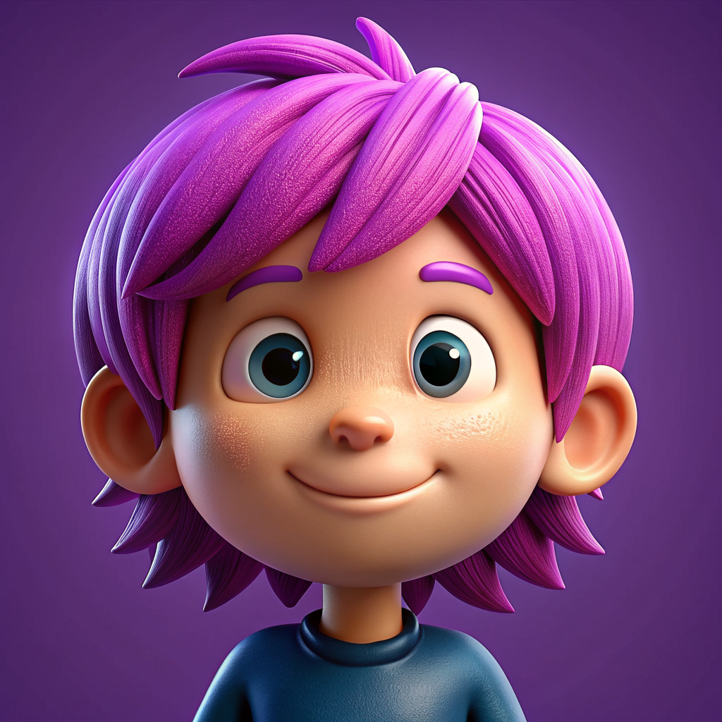 cartoon character with purple hair