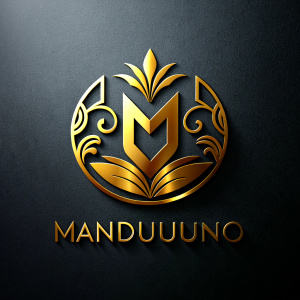 Create a logo with the word "MANDUJANO" that has elegance and colors such as gold, black and silver.

