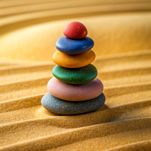 stack sandy colorful rocks