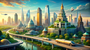 Future World: The English Cambodia.
With the development of alternative energy technologies, desalinization and harnessing fusion for energy. Much of the mass transit will be expanded under ground and roads will be converted to pathways for pedestrians, bicycles and small electric vehicles. No more 