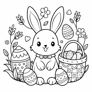 Mockup cover, coloring for kid,text "Coloring Book" coloring page,easter theme,white background