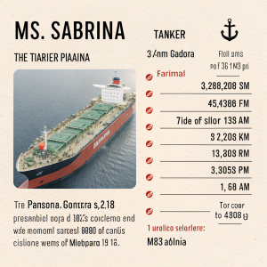 Document featuring details of tanker 'Ms Sabrina'. Origin: Panama. Destination: Genova. Extensive information provided.