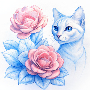 Roses and cats wallpapers