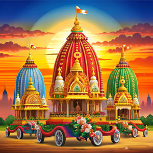 Happy rath yatra poster design illustration ai generated