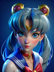 Sailor moon with blue hair 