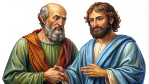 clip art, Apostle Paul and Barnabas, according to the bible, White background.
