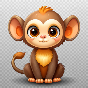 cute monkey on transparent background