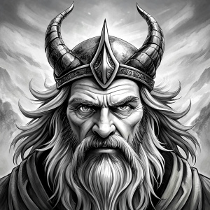 god odin perfect realistic art, high-definition, high-definition grey and black, white background 