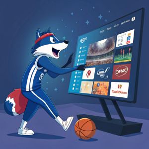 Digital ads showcasing Tigo Sports. Animated mascot, promotional deals displayed on a sleek interface. Sports theme, visually engaging.