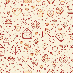 valentine day minimalist doodles for seamless pattern tile, light background