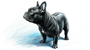 black  french bulldog view from the back pen sketch