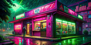 Tobacco store, late-night store, <lora:ARWCyberpunkInterior:1>, dusty, oil painting 8K, oil painting 8K, extremely detailed oil image