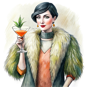 reimagine by adding a fur coat and a cocktail