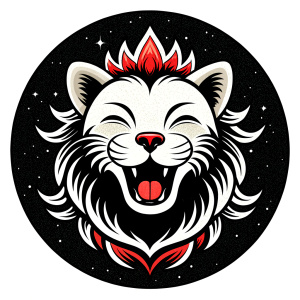 Chinese lion awakening, cute lion, black and white LOGO, frontal lion head