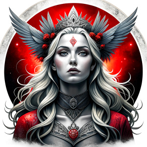 Saga, The Seer - Nordic Goddess of Sagas & Myths perfect realistic art, high-definition grey and black, white background tattoo design