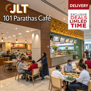 At the bustling JLT location in Dubai, the 101 Parathas cafe offers a wide selection of yummy flatbreads and dishes. Customers can order delivery and enjoy exclusive deals for a limited time.