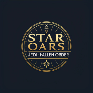 Official logo for EA's 'Star Wars Jedi: Fallen Order'. Dark background with gold text centered.
