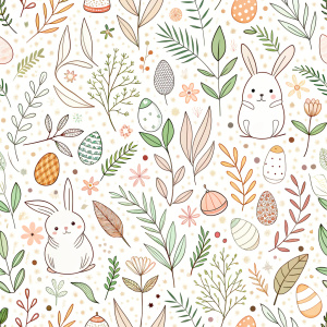 easter minimalist doodles seamless pattern tile, white ground