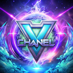 A logo for a gaming channel in the style of Genshin Impact with the name "vv channel."





