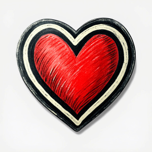 Style stickers. Symbol Heart. Handmade ink drawing ideas, Black and red only. white background , 8K ,vector.