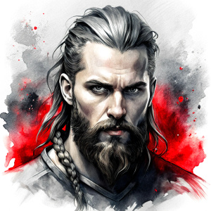 Nordic ragnar - perfect realistic art, high-definition grey and black, white background tattoo design