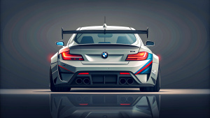 One supercar BMW M Racing, Rearview, dark style