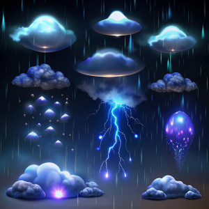 collection of Rain VFX, special effects, stylish, plain white  background