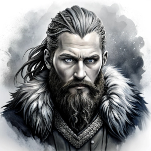 viking ragnar perfect realistic art, high-definition, high-definition grey and black, white background 