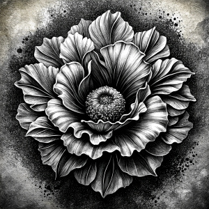 black and white, black ink, mohn blume, dark tattoo, fine art, mon flower