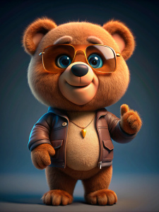 Oso de peluche 3D animado with sunglasses AND JACKET