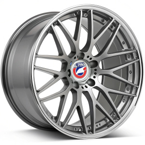 Luxury ALPINA custom wheel designed for BMW Mpower. Sleek, high-end finish with prominent logo.