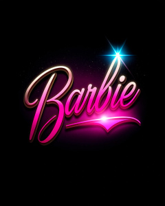 black background barbie font style