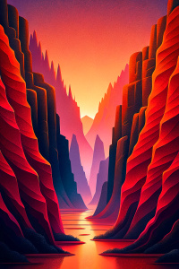 illustration of canyons of america in red colors